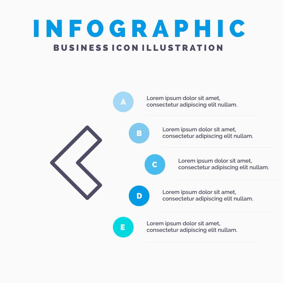 Arrow Back Left Line icon with 5 steps presentation infographics Background vector