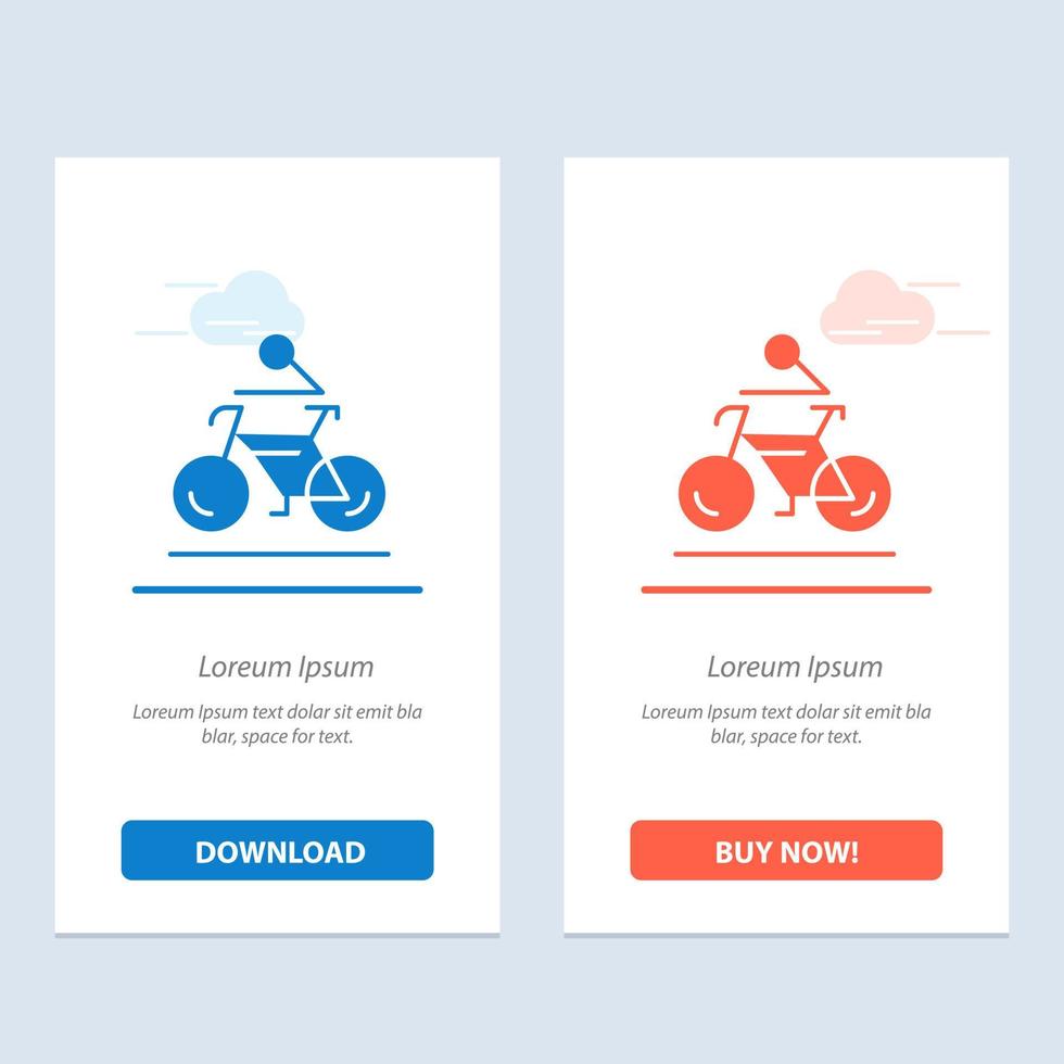 Activity Bicycle Bike Biking Cycling  Blue and Red Download and Buy Now web Widget Card Template vector