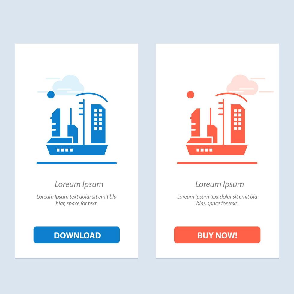 City Colonization Colony Dome Expansion  Blue and Red Download and Buy Now web Widget Card Template vector