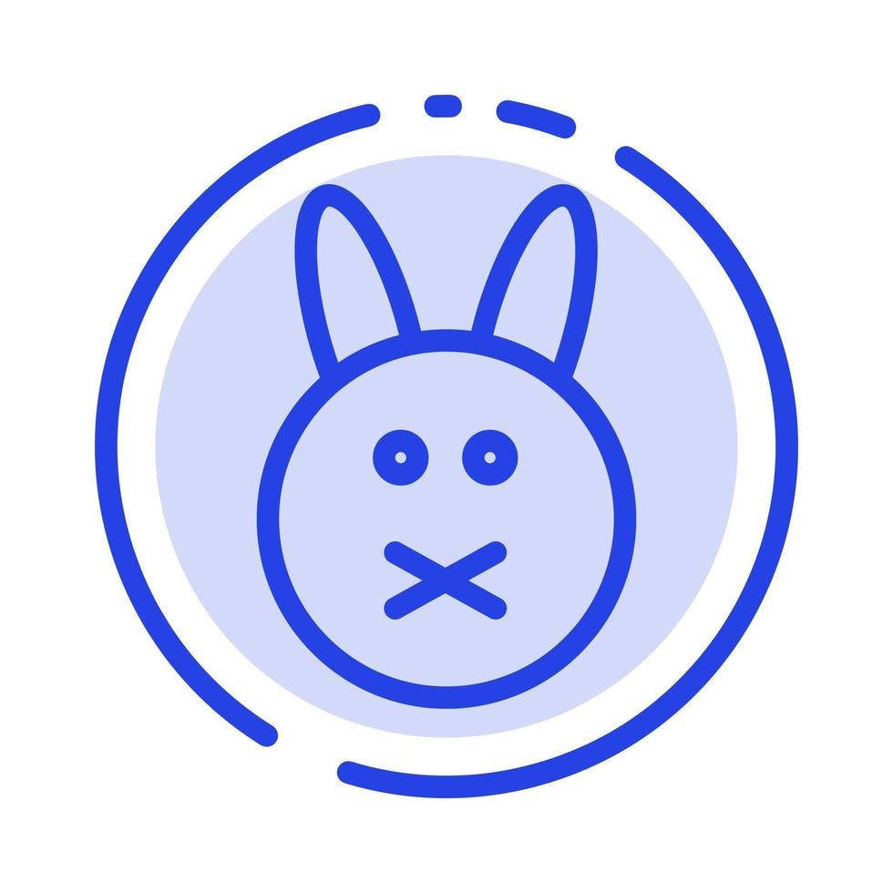 conejito conejo de pascua línea punteada azul icono de línea vector