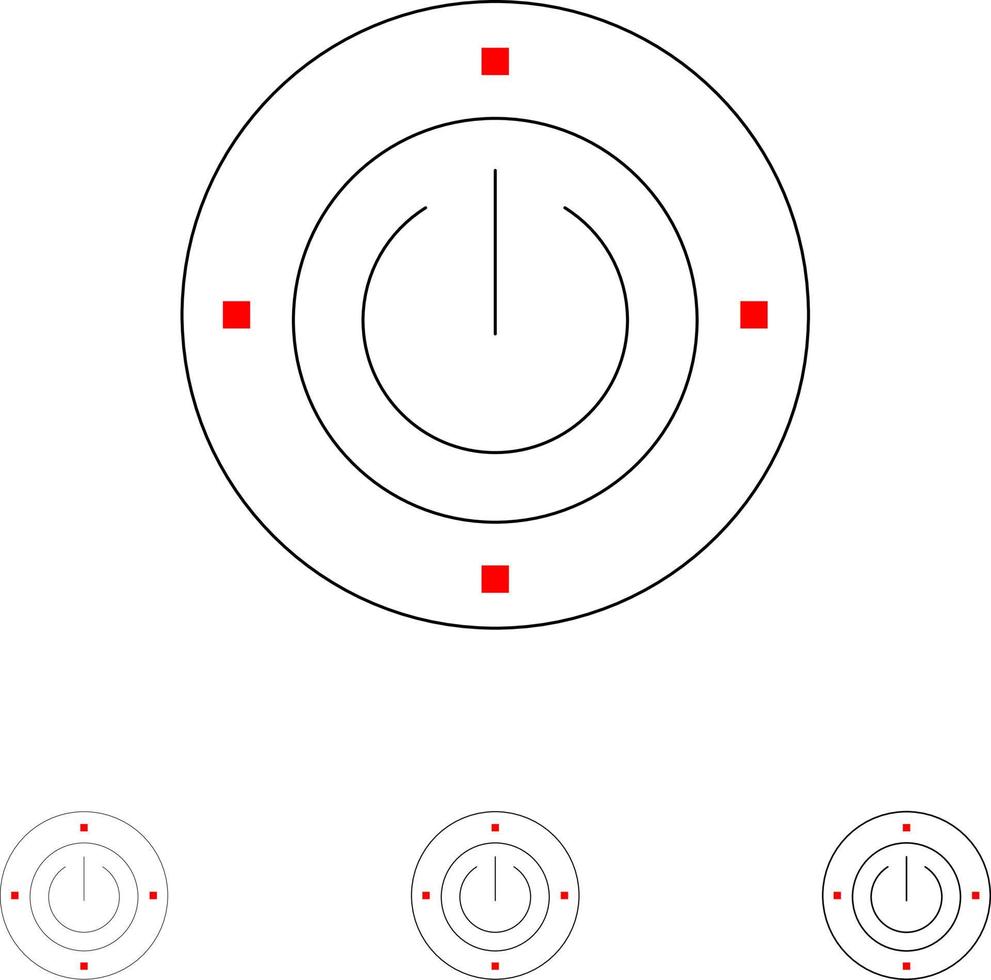 Electricity Energy Power Computing Bold and thin black line icon set vector