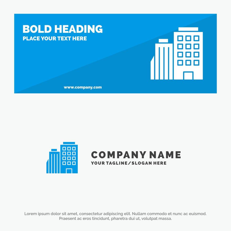 Hotel Boiling Home City SOlid Icon Website Banner and Business Logo Template vector