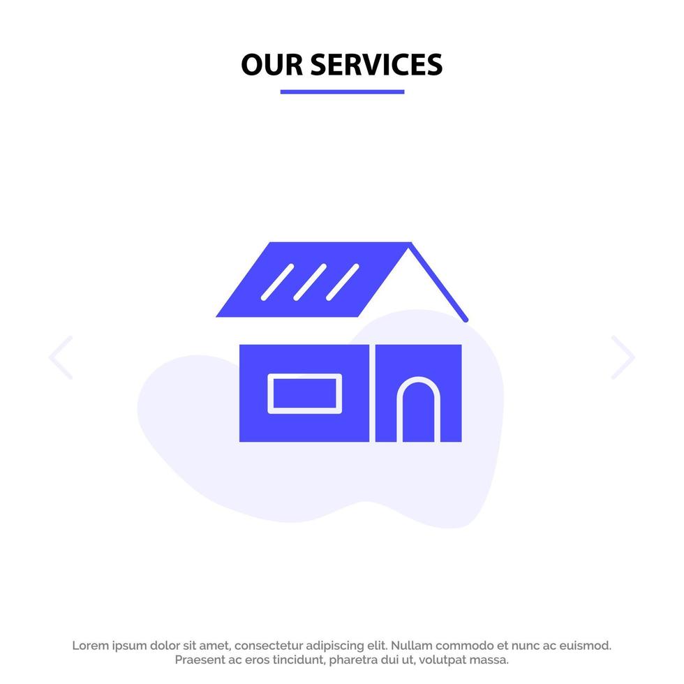 Our Services Building Build Construction Home Solid Glyph Icon Web card Template vector