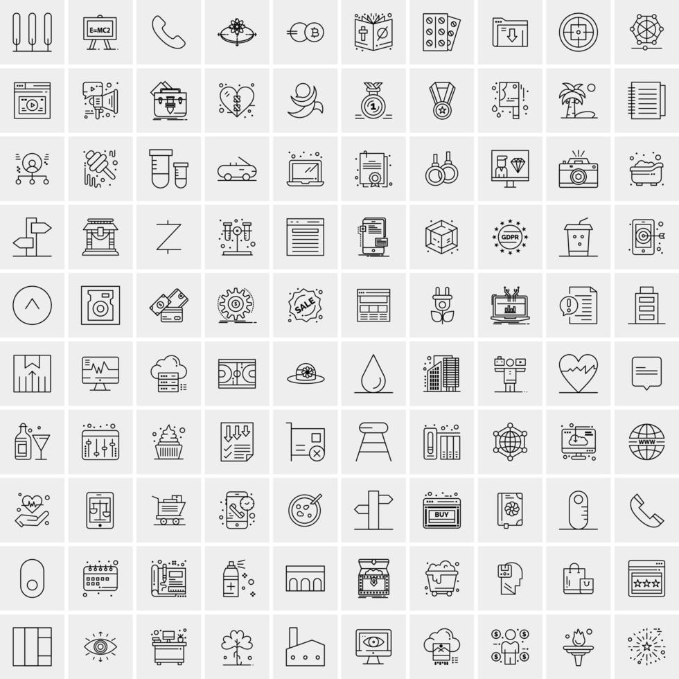 Set of 100 Universal Modern Thin Line Icons for Mobile and Web Mix Business icons Like Arrows Avatars  Smileys Business Weather vector