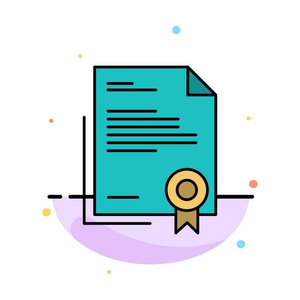 Certificate Business Diploma Legal Document Letter Paper Abstract Flat Color Icon Template vector