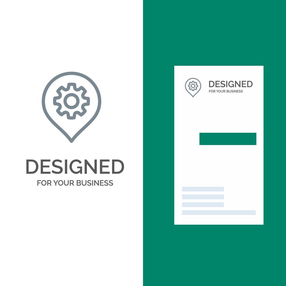 Gear Setting Location Map Grey Logo Design and Business Card Template vector