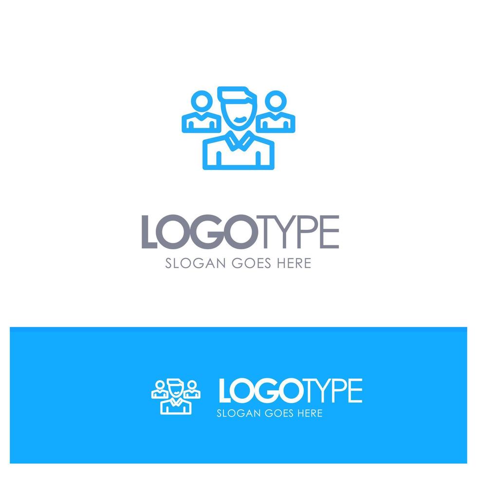 Team User Manager Squad Blue outLine Logo with place for tagline vector
