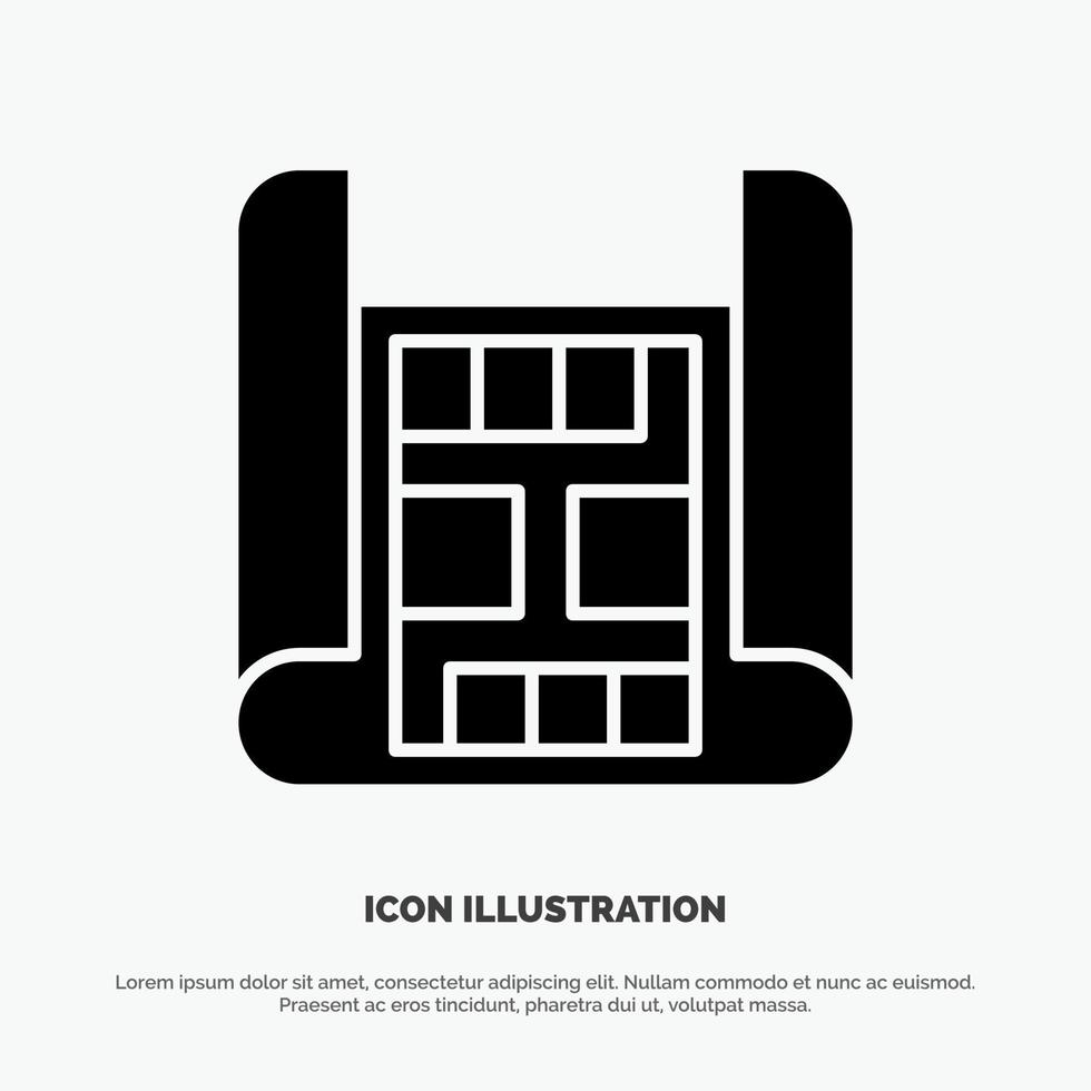 Map Construction Building solid Glyph Icon vector