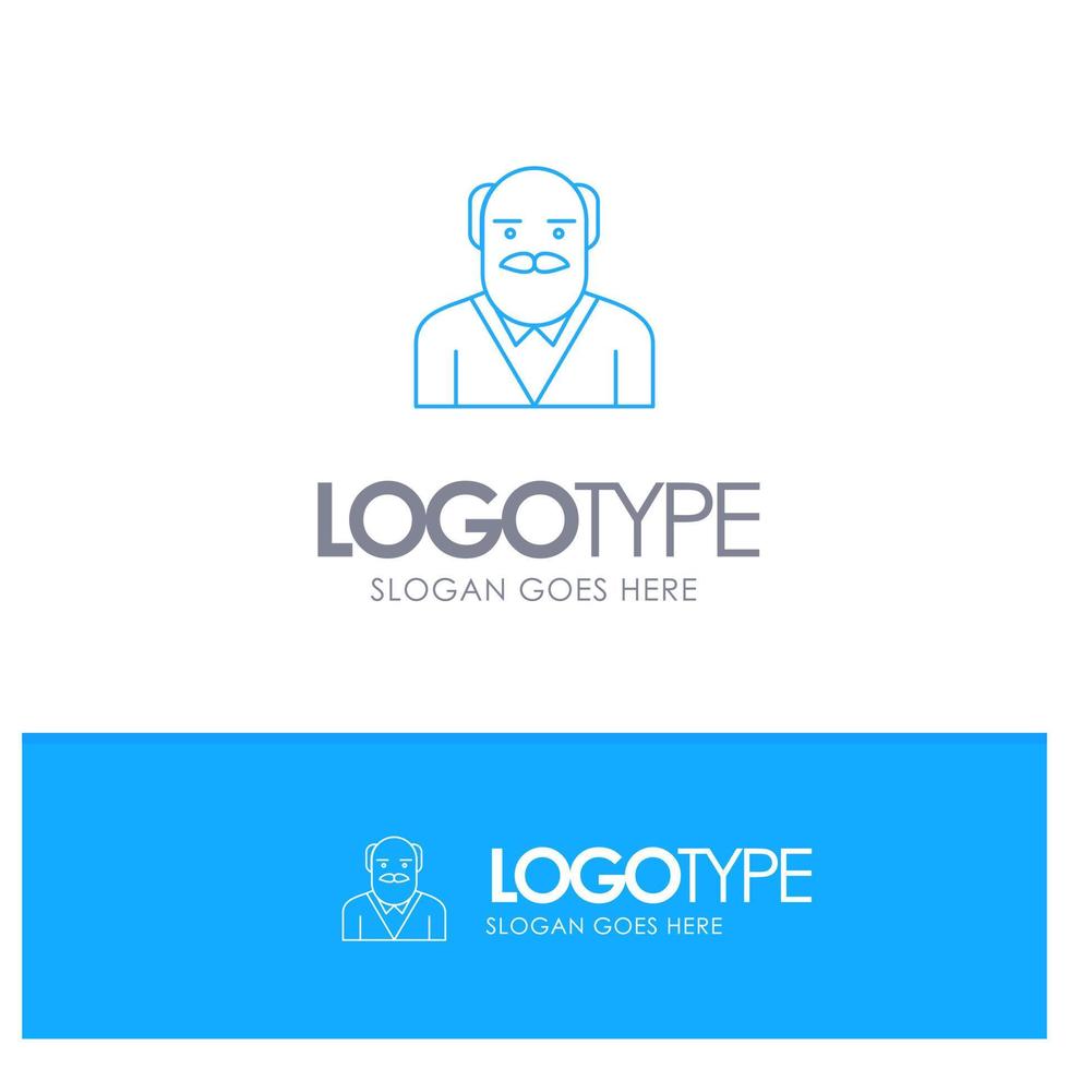 Grandpa Father Old Man Uncle Blue outLine Logo with place for tagline vector