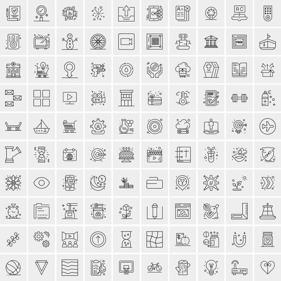 conjunto de 100 iconos universales modernos de líneas finas para móviles y web mezclan iconos de negocios como flechas avatares emoticonos tiempo de negocios vector