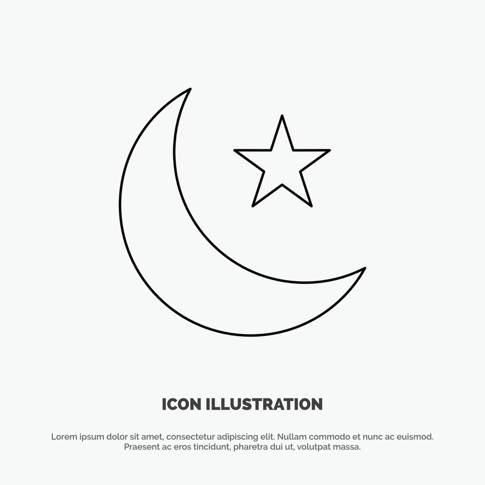 Moon Night Star Night Line Icon Vector