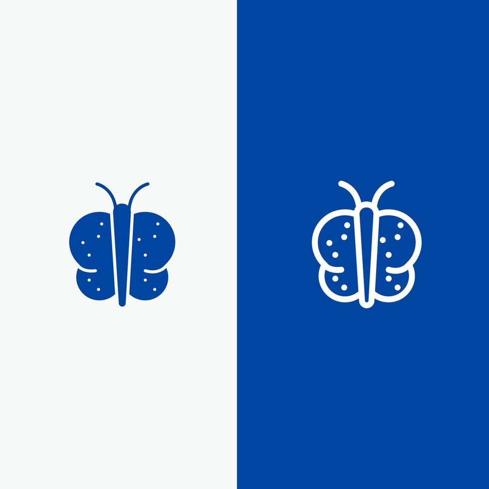 animal mariposa pascua naturaleza línea y glifo icono sólido bandera azul línea y glifo icono sólido bandera azul vector