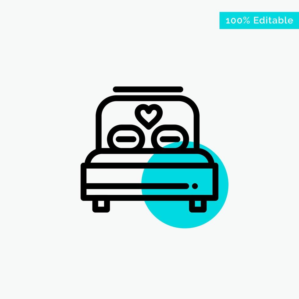 Bed Love Heart Wedding turquoise highlight circle point Vector icon