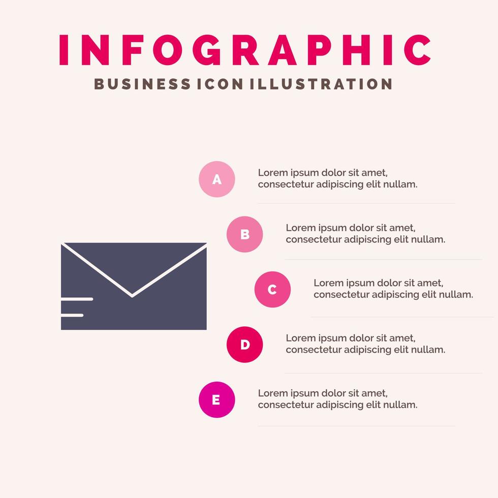 correo electrónico escuela sólido icono infografía 5 pasos presentación antecedentes vector