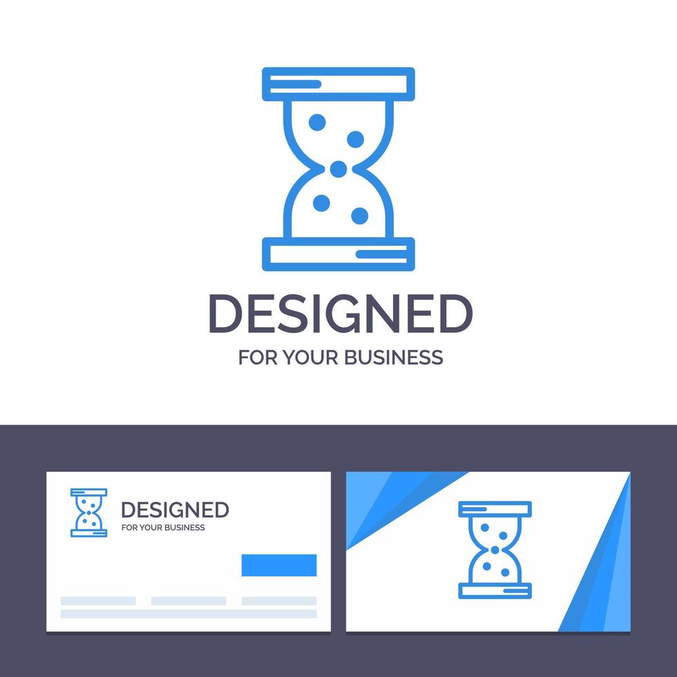 Ilustración de vector de reloj de hora de cristal de plantilla de logotipo y tarjeta de visita creativa