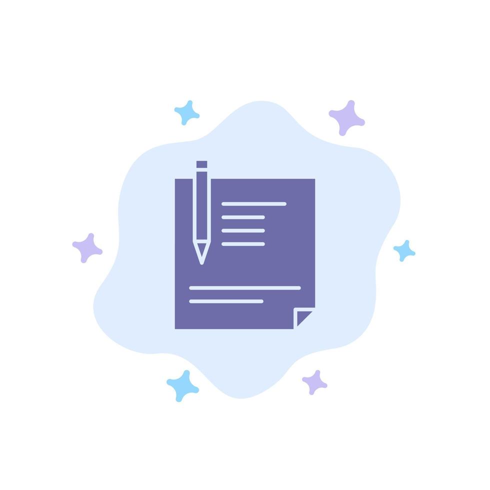 Contract Document File Page Paper Sign Signing Blue Icon on Abstract Cloud Background vector