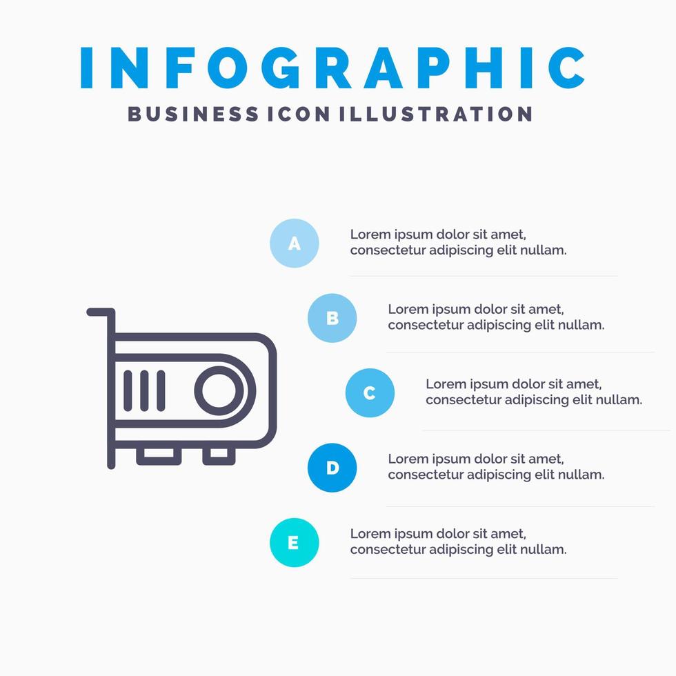 Computer Power Technology Computer Line icon with 5 steps presentation infographics Background vector