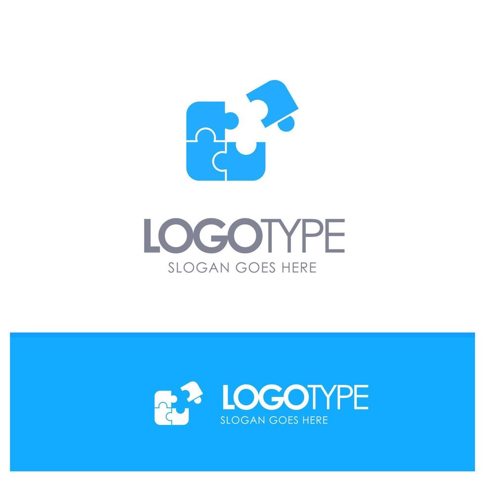 Puzzle Business Jigsaw Match Piece Success Blue Solid Logo with place for tagline vector