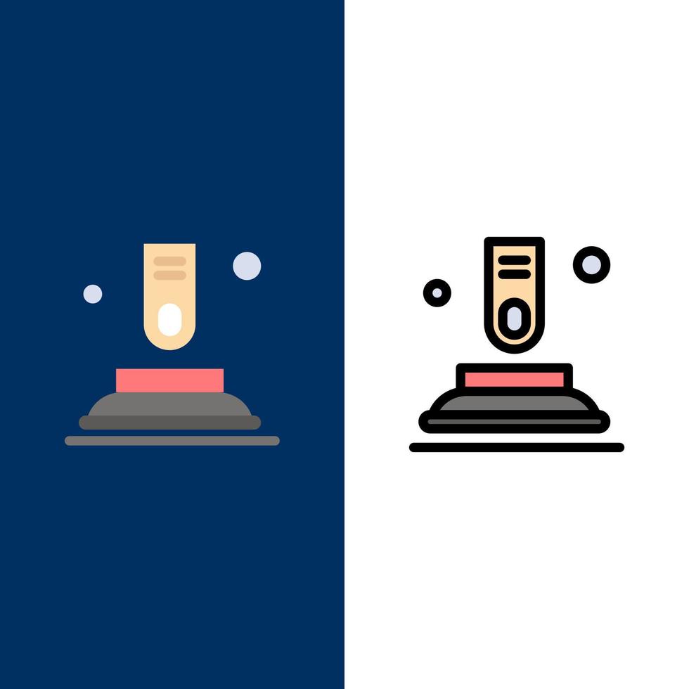 Press Button Finger Start  Icons Flat and Line Filled Icon Set Vector Blue Background
