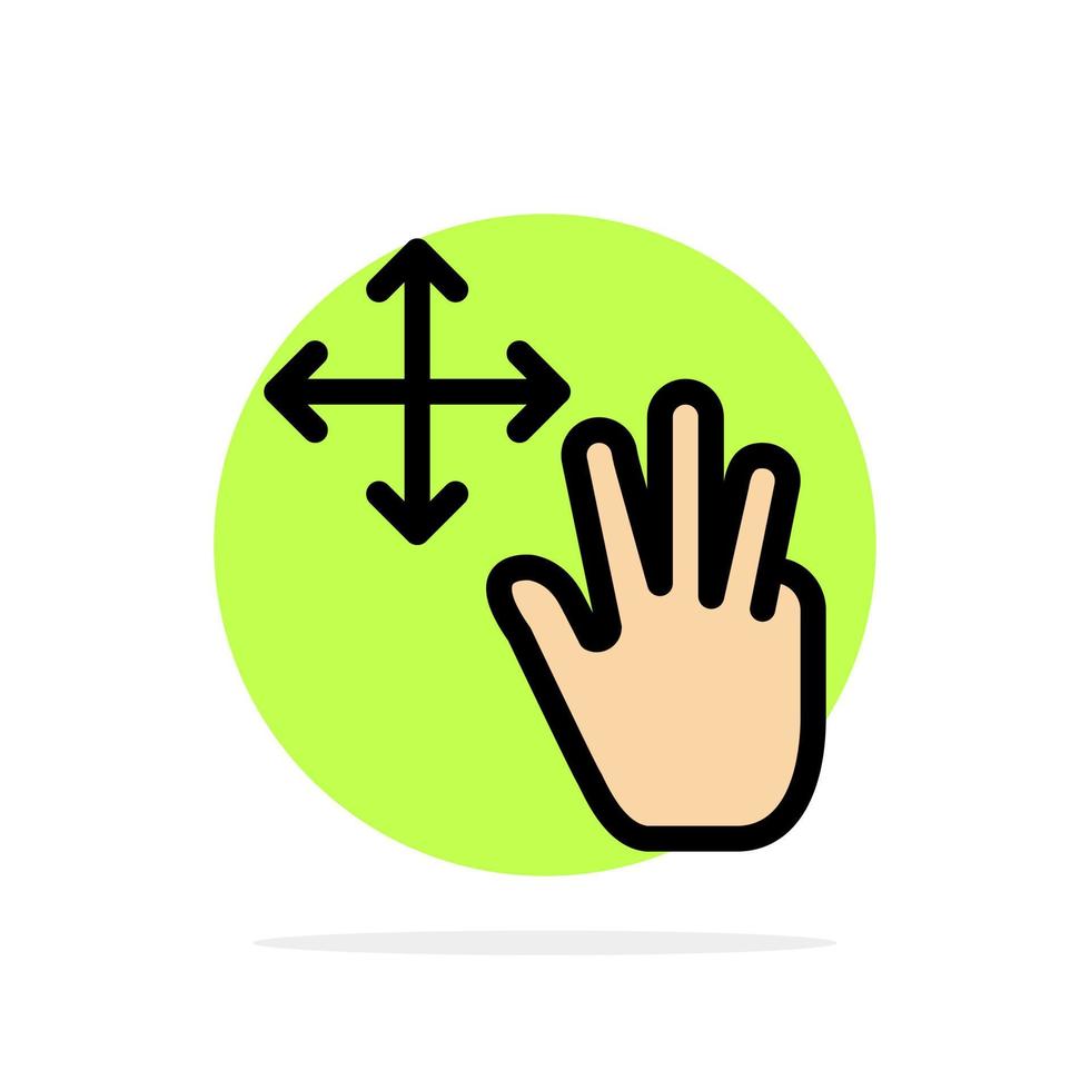los gestos de tres dedos mantienen un icono de color plano de fondo de círculo abstracto vector