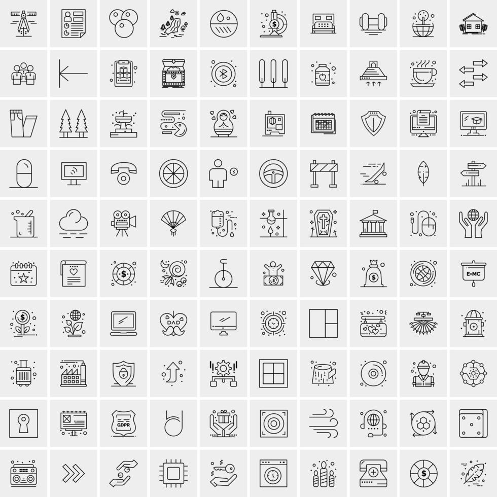 Set of 100 Universal Modern Thin Line Icons for Mobile and Web Mix Business icons Like Arrows Avatars  Smileys Business Weather vector