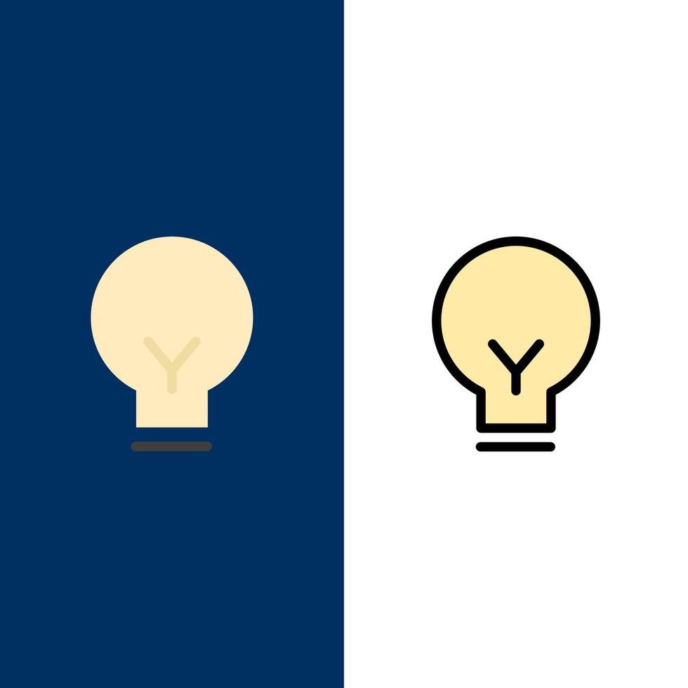 Light Bulb Basic Ui  Icons Flat and Line Filled Icon Set Vector Blue Background