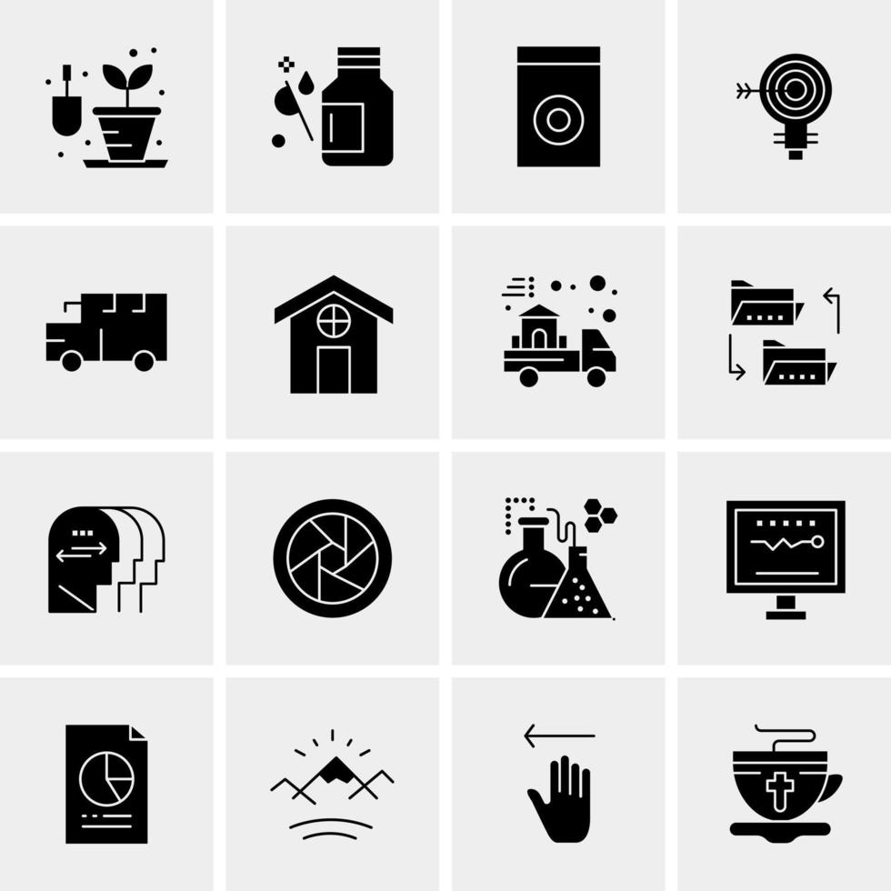 16 iconos de negocios universales vector ilustración de icono creativo para usar en proyectos relacionados con la web y dispositivos móviles