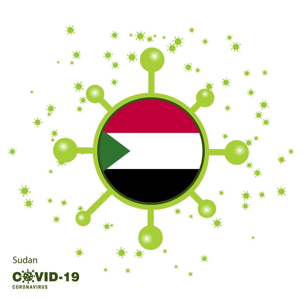 Sudan Coronavius Flag Awareness Background Stay home Stay Healthy Take care of your own health Pray for Country vector