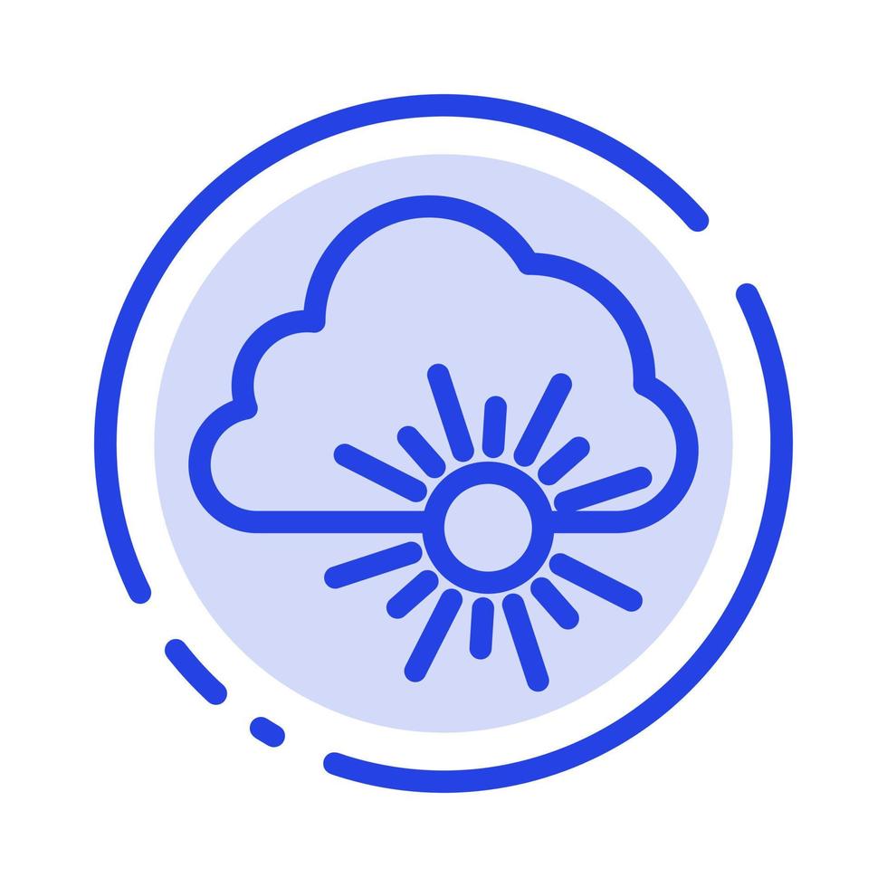 Cloud Nature Spring Sun Blue Dotted Line Line Icon vector