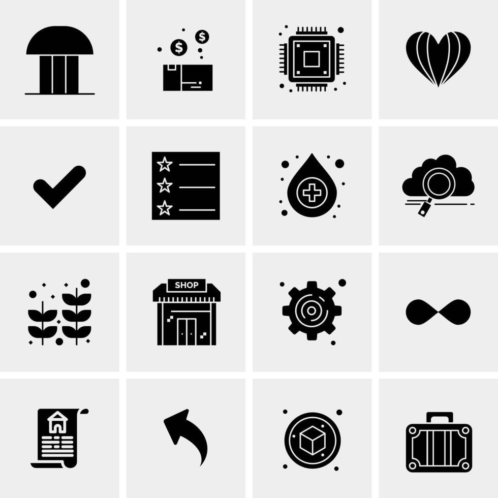 16 iconos de negocios universales vector ilustración de icono creativo para usar en proyectos relacionados con la web y dispositivos móviles