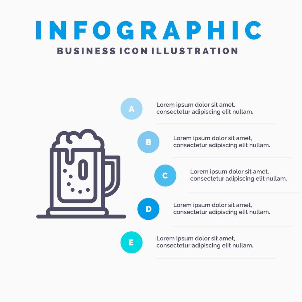 Alcohol party Beer Celebrate Drink Jar Line icon with 5 steps presentation infographics Background vector