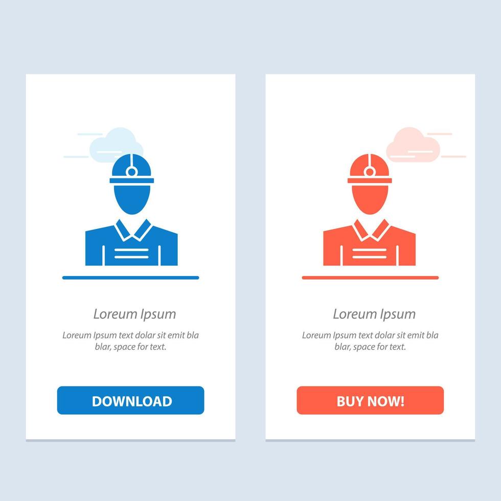Construction Engineer Worker Work  Blue and Red Download and Buy Now web Widget Card Template vector