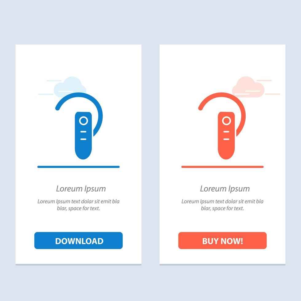 Accessory Bluetooth Ear Headphone Headset  Blue and Red Download and Buy Now web Widget Card Template vector