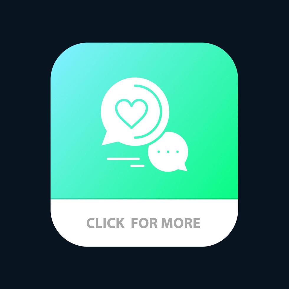 mensaje de burbuja de chat sms chat romántico pareja chat botón de aplicación móvil versión de glifo de android e ios vector