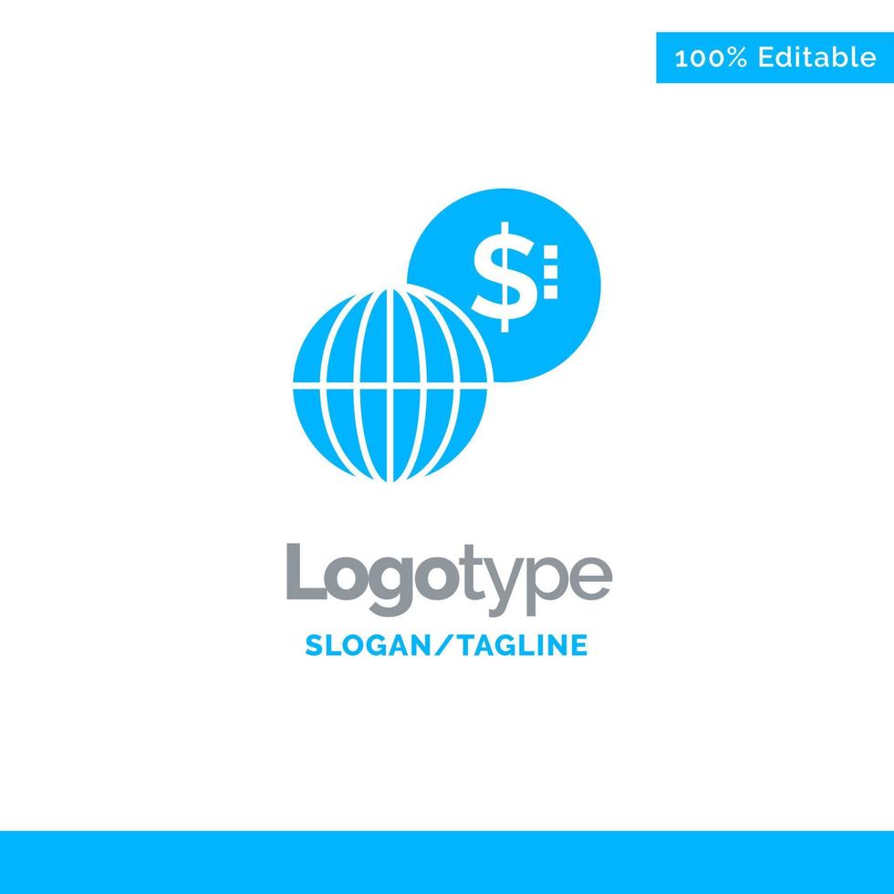 Business Global Markets Modern Blue Solid Logo Template Place for Tagline vector
