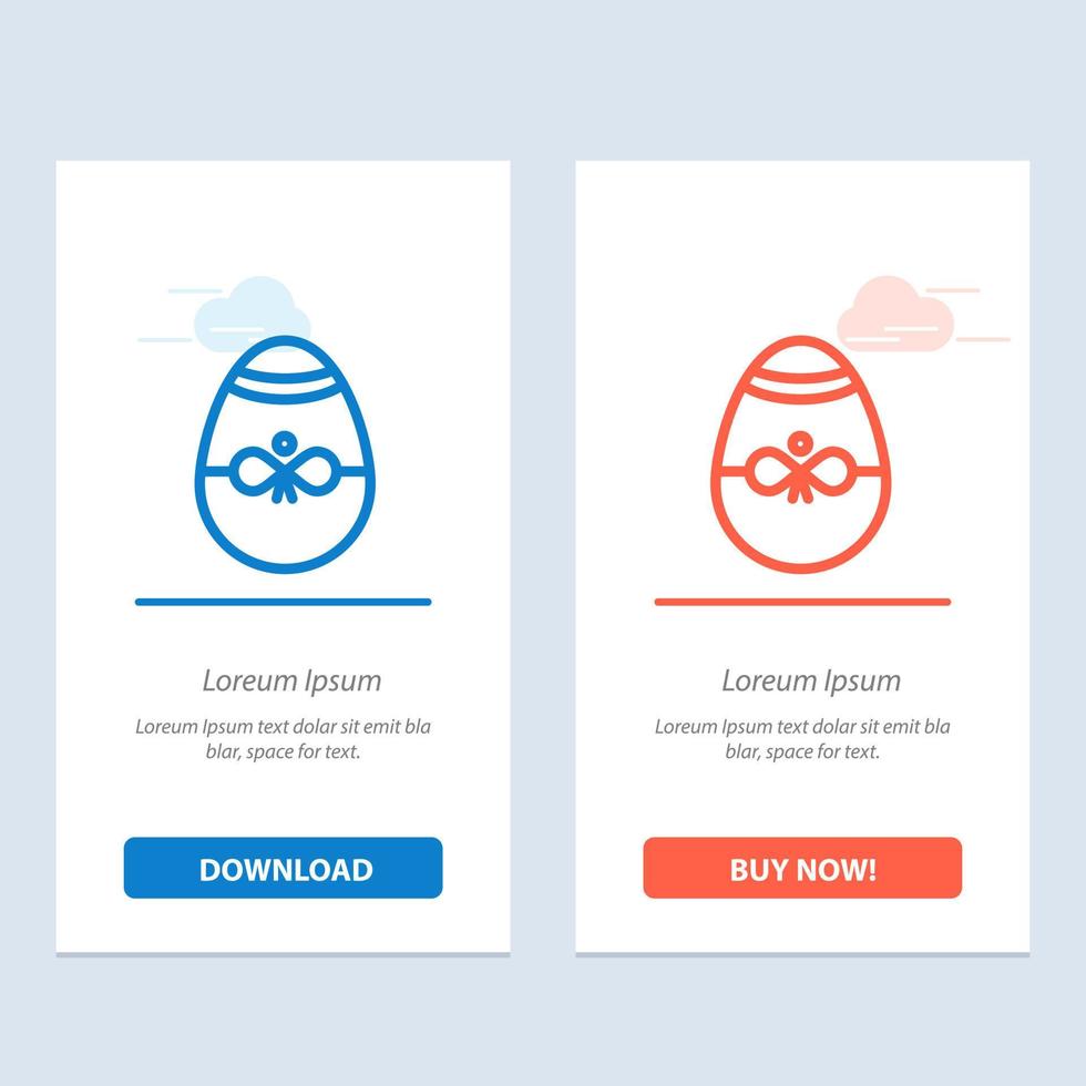 Gift Bird Decoration Easter Egg  Blue and Red Download and Buy Now web Widget Card Template vector