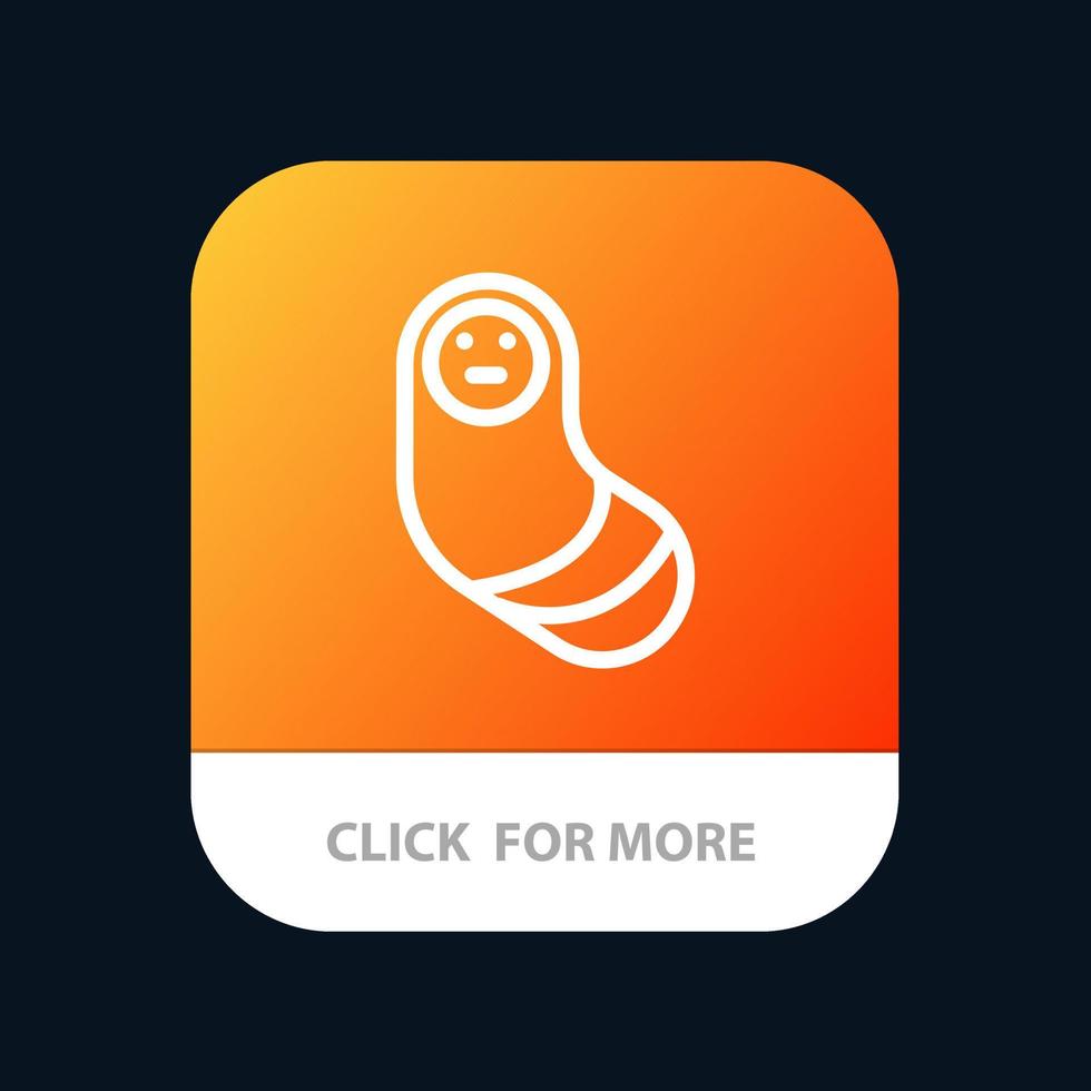 bebé recién nacido botón de aplicación móvil recién nacido versión de línea android e ios vector