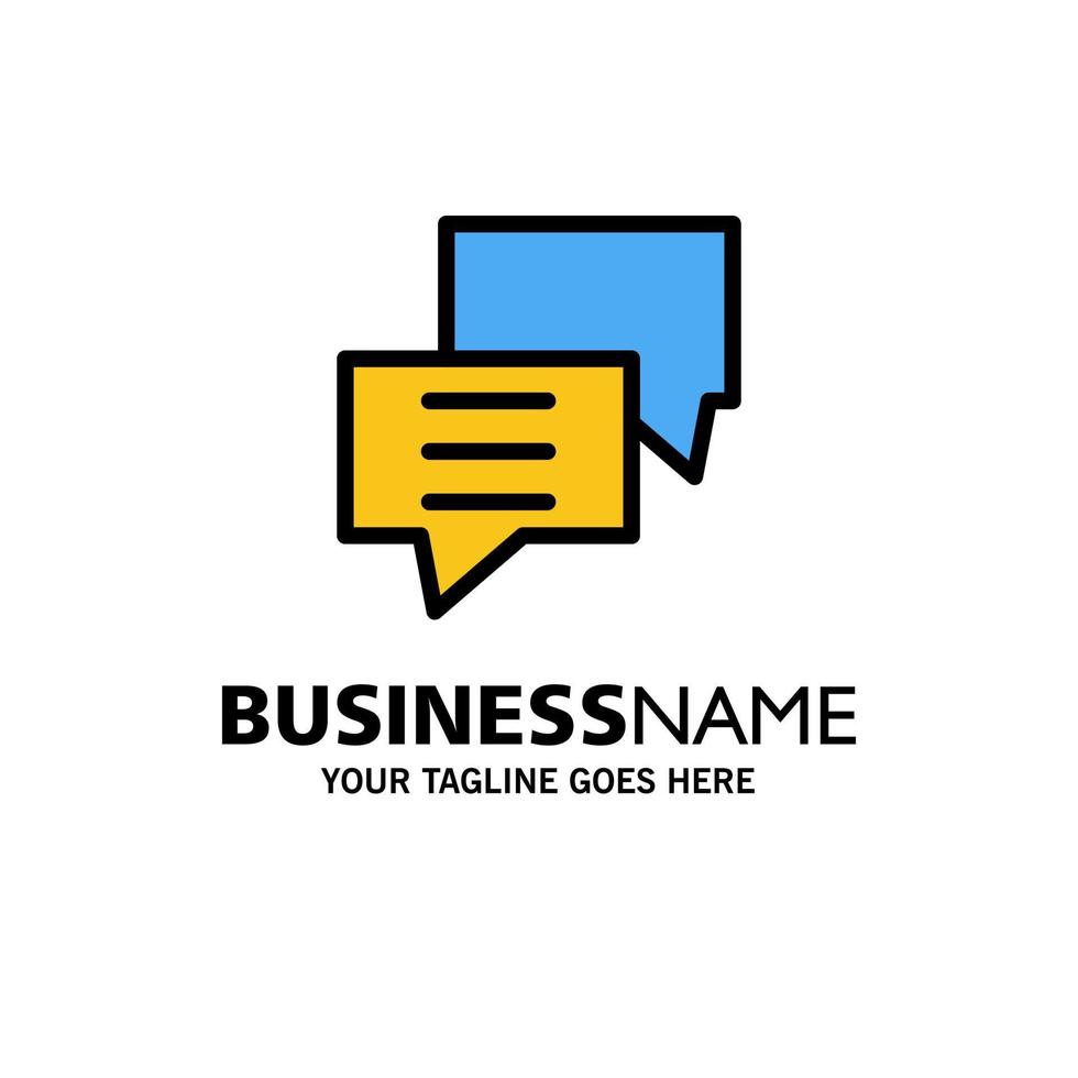 Bubbles Chat Customer Discuss Group Business Logo Template Flat Color vector