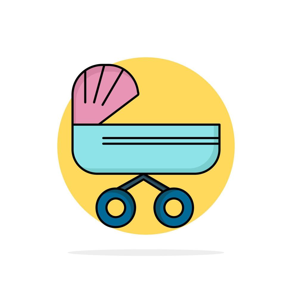 trolly baby kids push stroller Flat Color Icon Vector