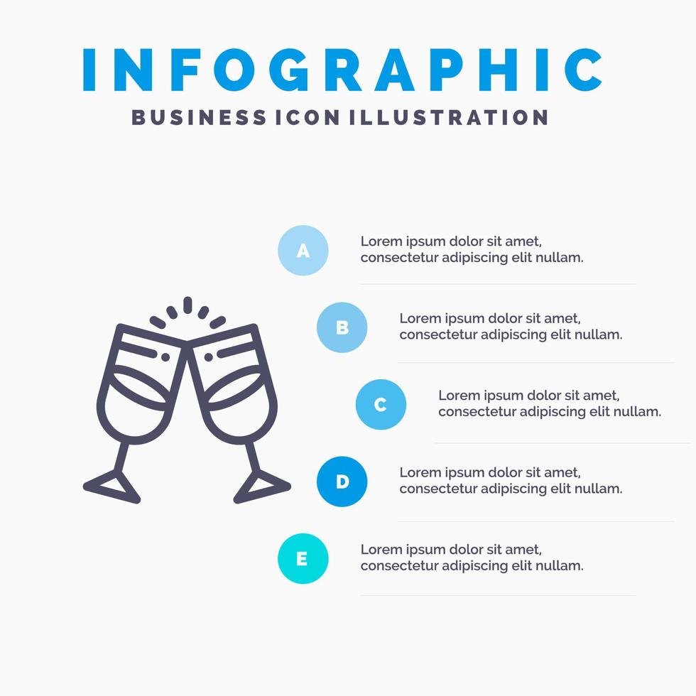 Drink Alcohol Juice Romantic Couple Line icon with 5 steps presentation infographics Background vector