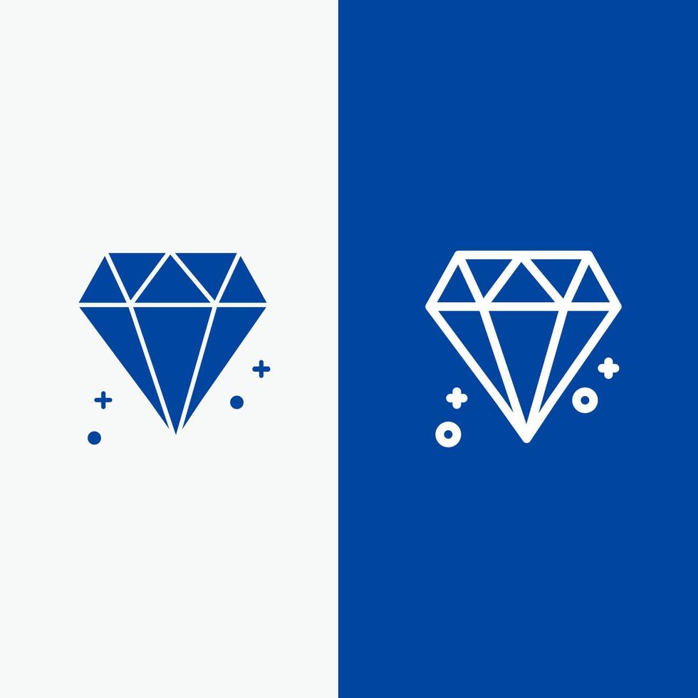 diamante canadá joya línea y glifo icono sólido bandera azul línea y glifo icono sólido bandera azul vector