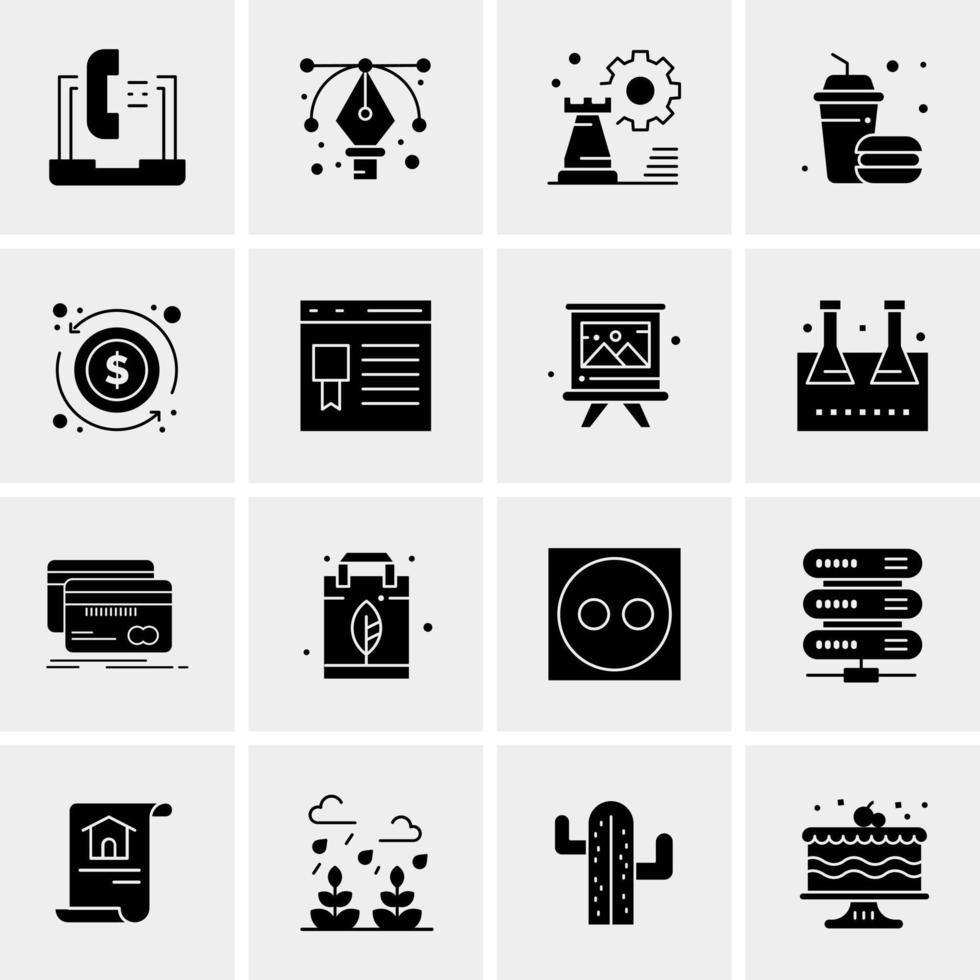 16 iconos de negocios universales vector ilustración de icono creativo para usar en proyectos relacionados con la web y dispositivos móviles