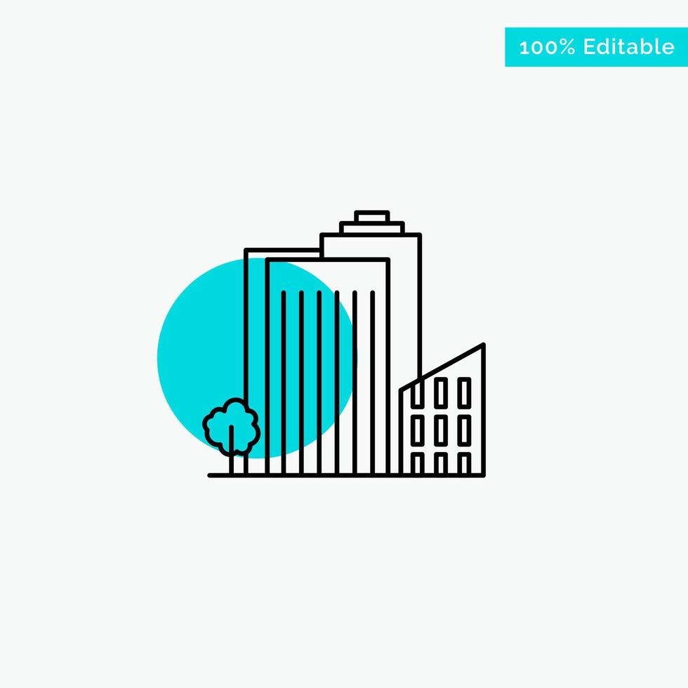 Building Build Dormitory Tower Real Estate turquoise highlight circle point Vector icon