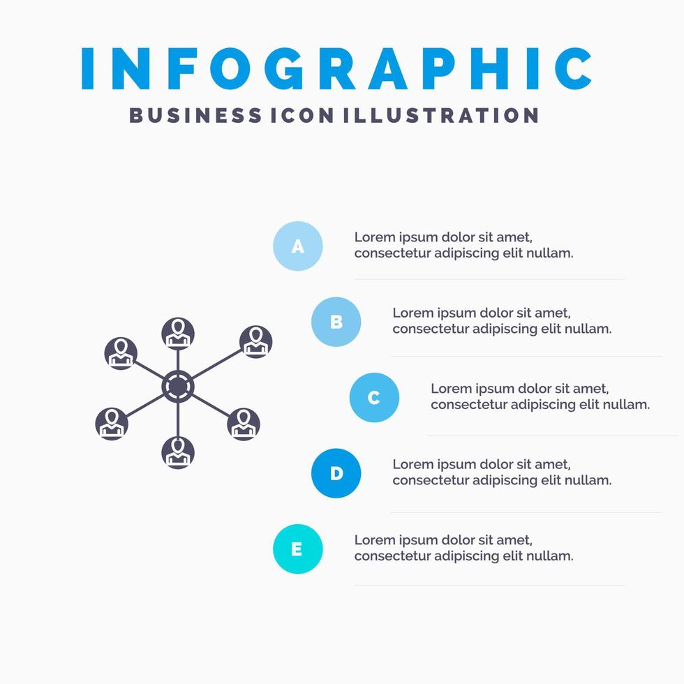 Wlan Internet Social Group Solid Icon Infographics 5 Steps Presentation Background vector