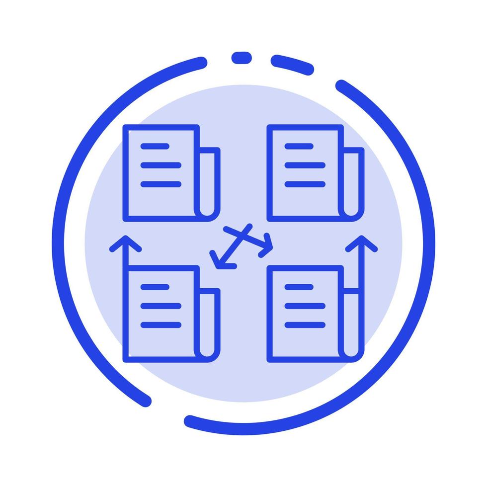 Exchange File Folder Data Privacy Blue Dotted Line Line Icon vector