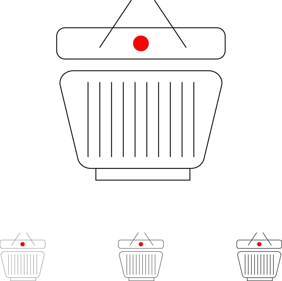 Basket Retail Shopping Cart Bold and thin black line icon set vector