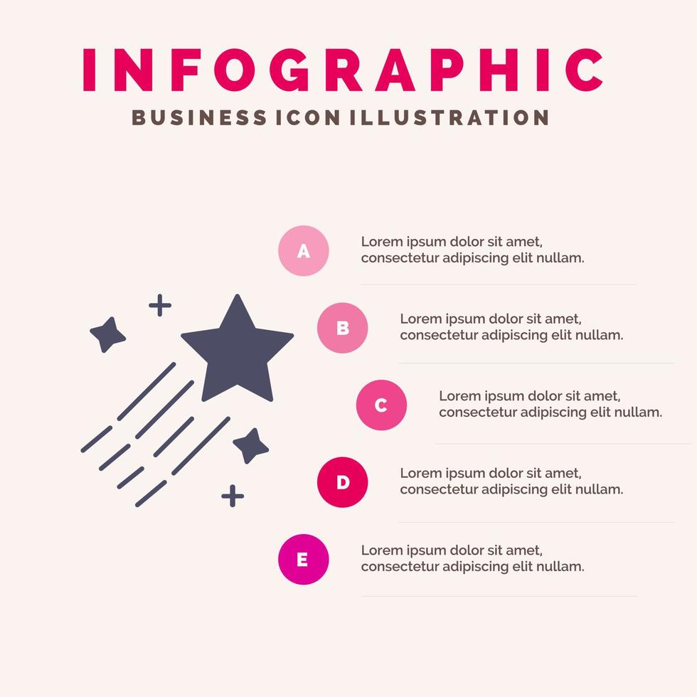 asteroide cometa espacio estrella sólido icono infografía 5 pasos presentación fondo vector