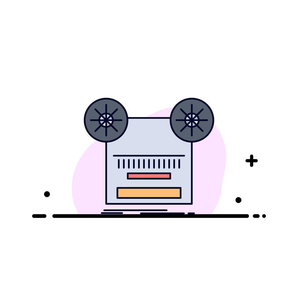 Record recording retro tape music Flat Color Icon Vector