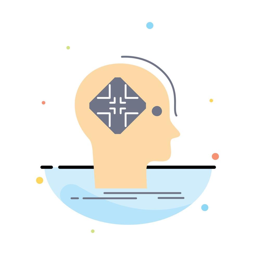 Advanced cyber future human mind Flat Color Icon Vector