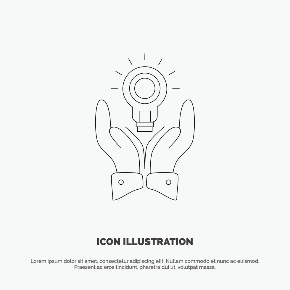 Solution Bulb Business Hand Idea Marketing Line Icon Vector